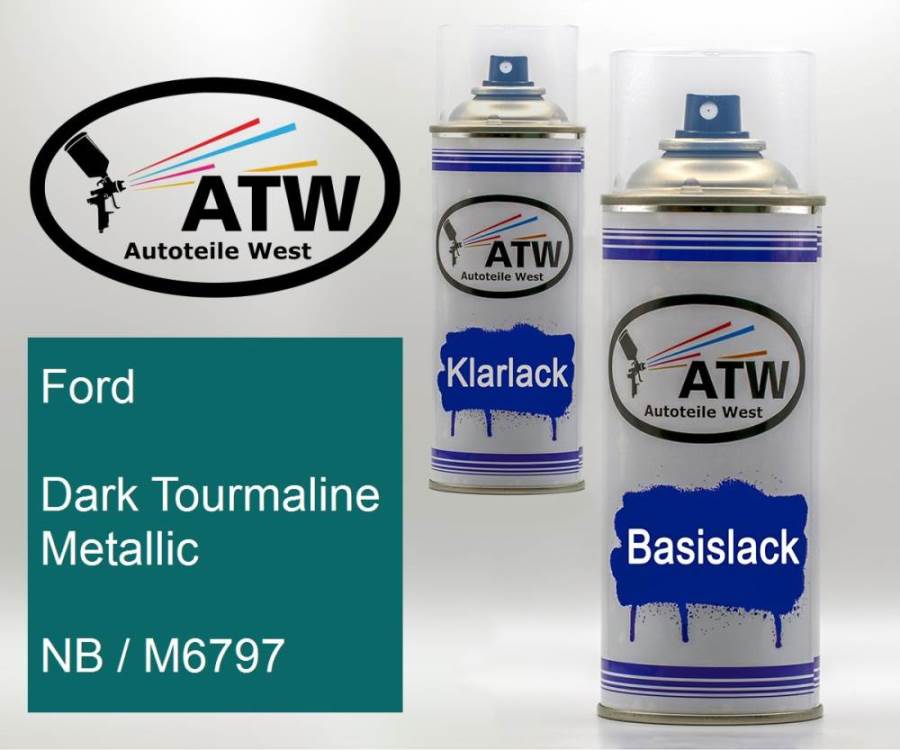Ford, Dark Tourmaline Metallic, NB / M6797: 400ml Sprühdose + 400ml Klarlack - Set, von ATW Autoteile West.